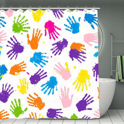 Colorful Handprints Shower Curtains 71  71