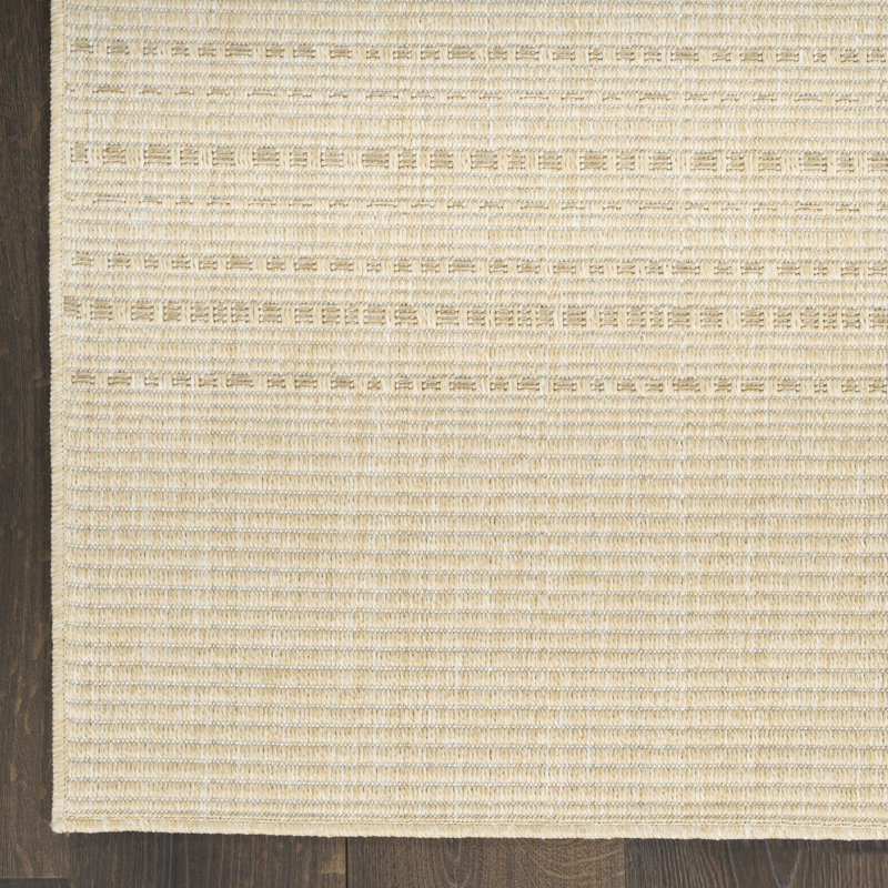 Tulum Striped Indoor/Outdoor Area Rug, Runner 2' x 6', Ivory/Cream