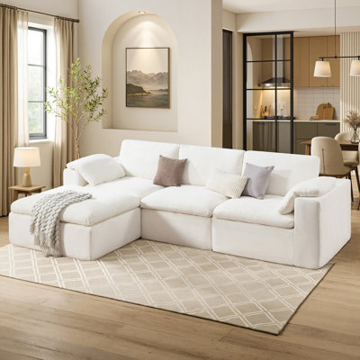 Oversized Modular Sectional Sofa with 83.5" Extra Deep Chaise, No-Assembly Sectional Couch