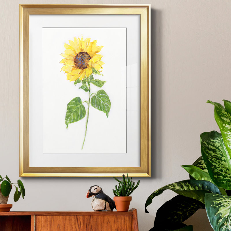 Tournesol II - imprimé, H 18,5 po x l 24,5 po x P 1,5 po, Papier avec cadre doré