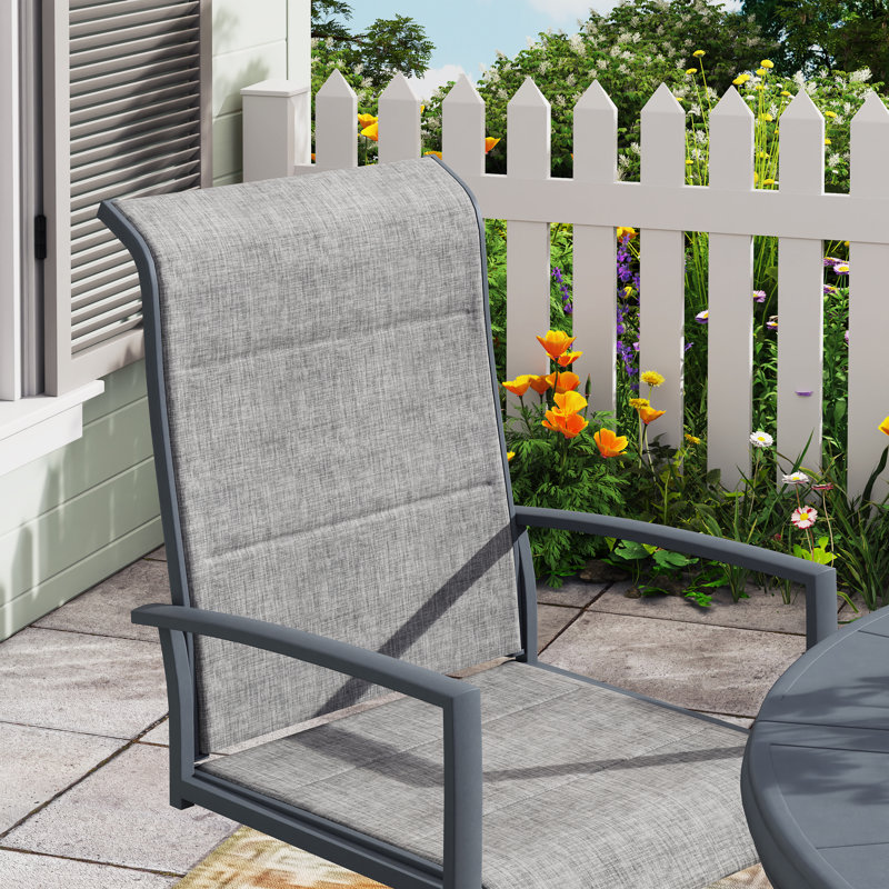 Ensemble repas extérieur pour 6 personnes avec chaise pivotante, Gris