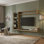 Meuble télé mural pour téléviseur de 55 po ou moins avec 8 tablettes