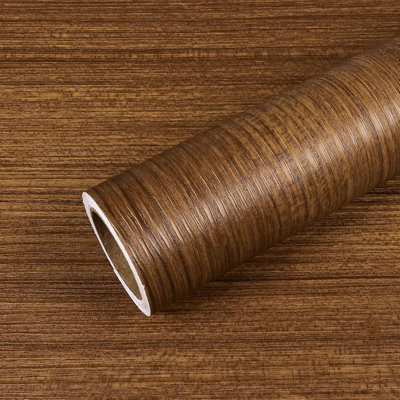 Papier contact grain de bois pour meubles et comptoirs, papier peint en vinyle imperméable brun de 15,7 po x 354 po, adhésif