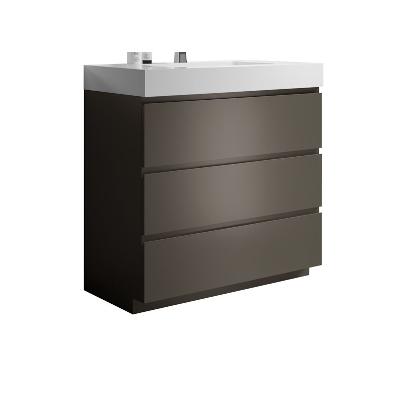 Meuble-lavabo élégant avec rangement spacieux et fonctionnalité silencieuse pour une salle de bain élégante et organisée.