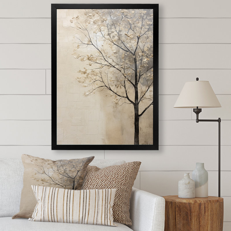 Arbre africain africain, minimalisme III - impressions sur toile, arbre africain, Cadre simple noir, H 44 po x l 34 po