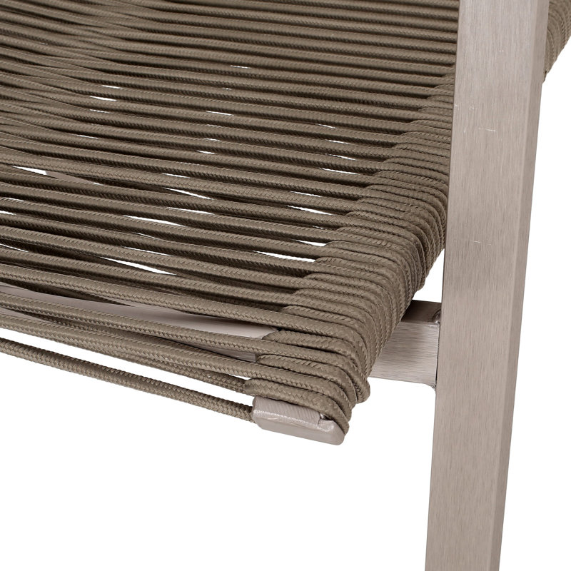 Outdoor Modern Aluminum Dining Chair With Rope Seat (Set Of 2), Taupe