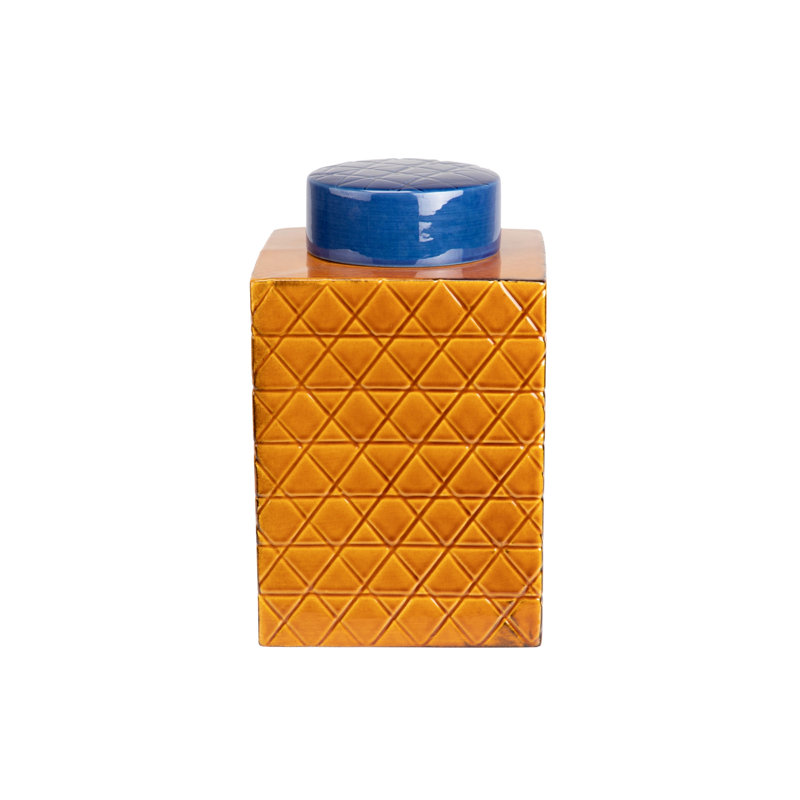 Garlington Ceramic Jar, 31cm H x 19cm W x 19cm D, Orange/Blue