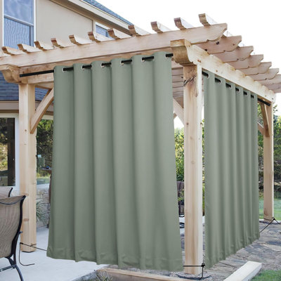 Rideaux d'extérieur pour terrasse 2 panneaux coupe-vent avec œillets et pattes arrière isolantes, rideaux isolants thermiques pour plus d'intimité