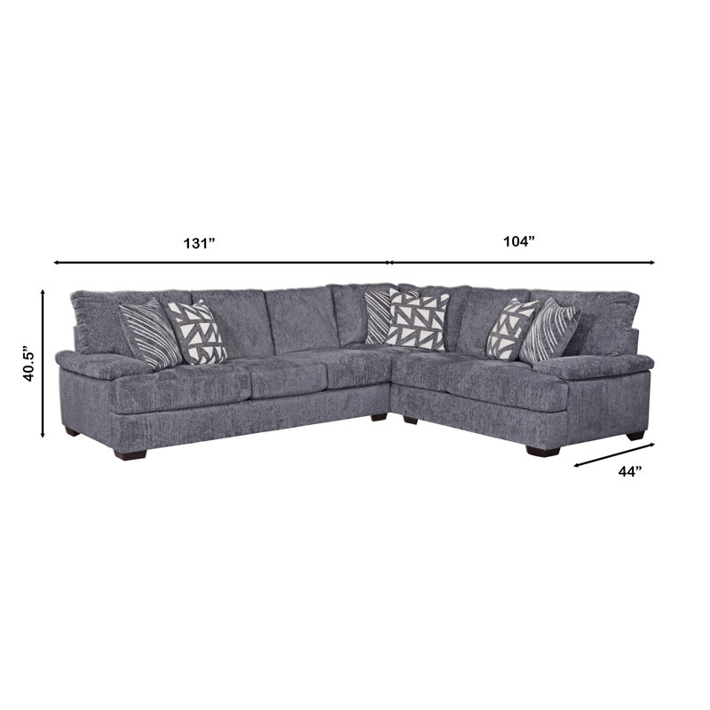 Canapé modulaire 2 pièces Sansone, Polyester gris