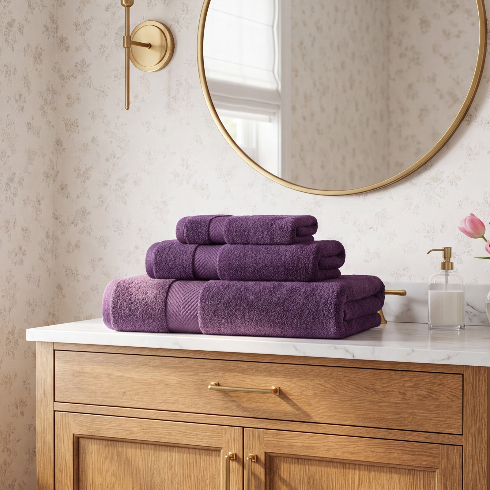 Hamachi 3-Piece Cotton Towel Set, Grape Seed