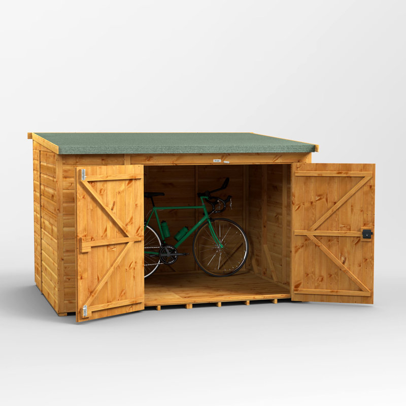 Powersheds 8 x 6ft Pent Timber Tongue & Groove Bike Shed