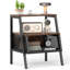 1 PCS Industrial Nightstand 3-Tier End Table with 2 Open Shelves & Metal Mesh Compartment-692395381