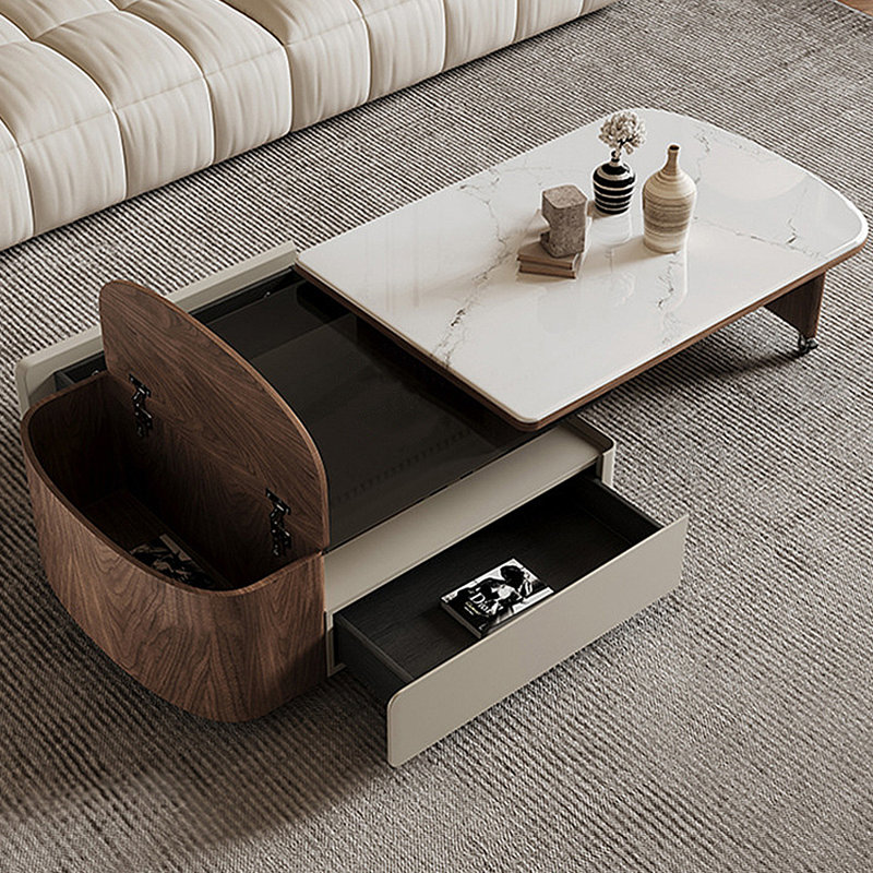 Table basse moderne et minimaliste avec rangement télescopique