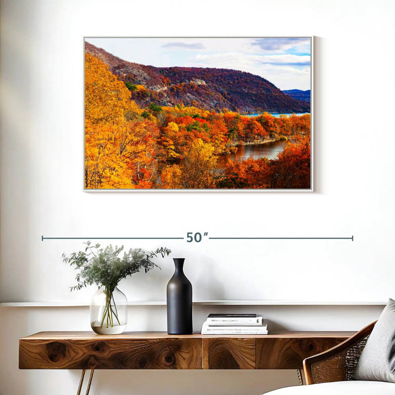 Autumn Bear Mountainscape, Floating Frame White, 37" X 25"