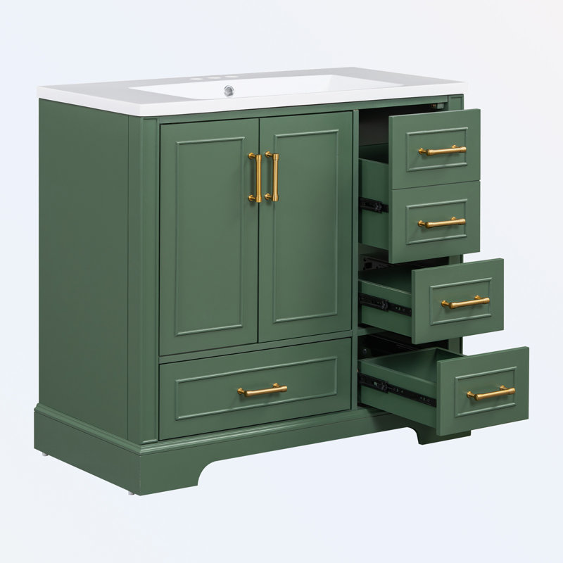 Armoire de salle de bain autoportante, Vert