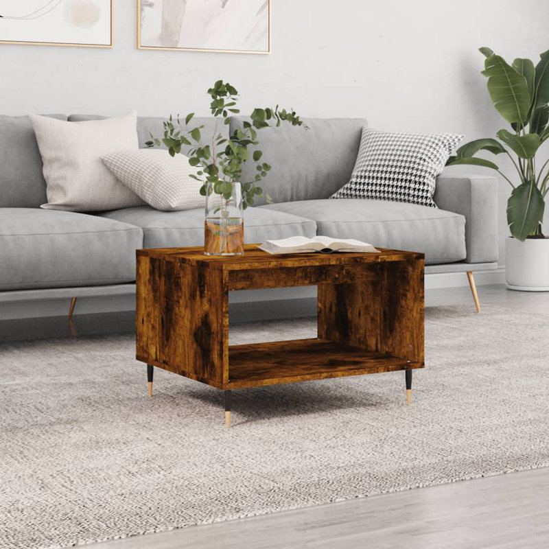 Aroon Four Leg Coffee Table with Storage, Smoked Oak
