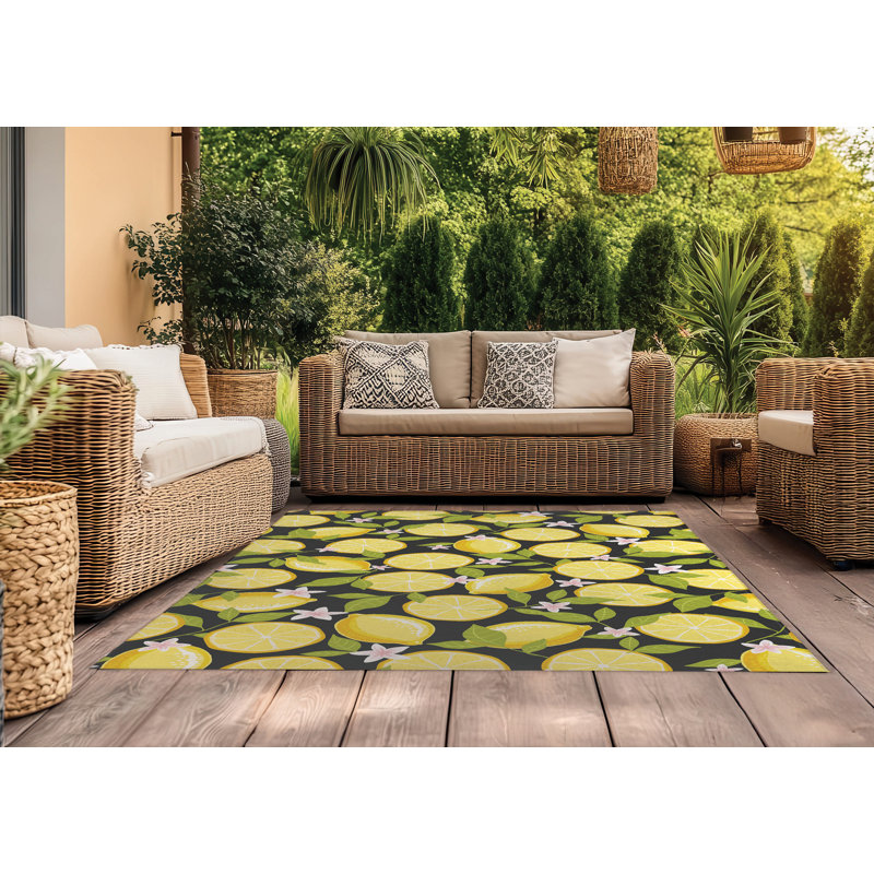Tapis d'extérieur Lemons, Rectangulaire 8 pi x 10 pi