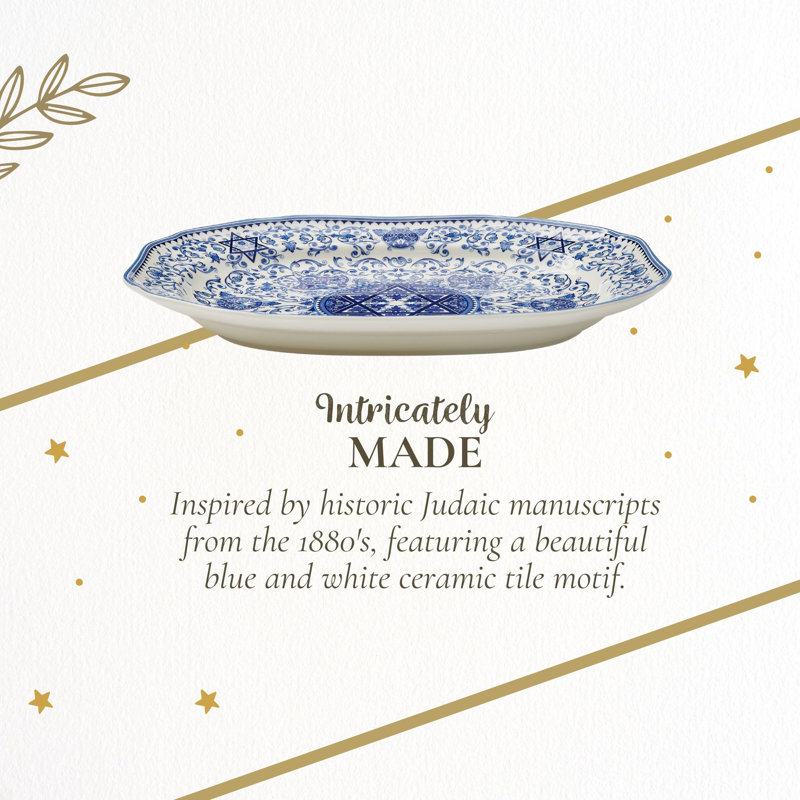 Spode Judaica Oval Platter - Blue/White