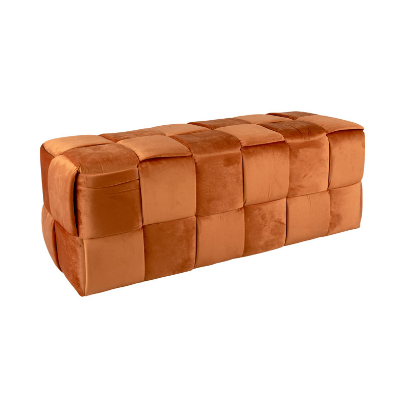 Velvet Upholstered Bench, Orange