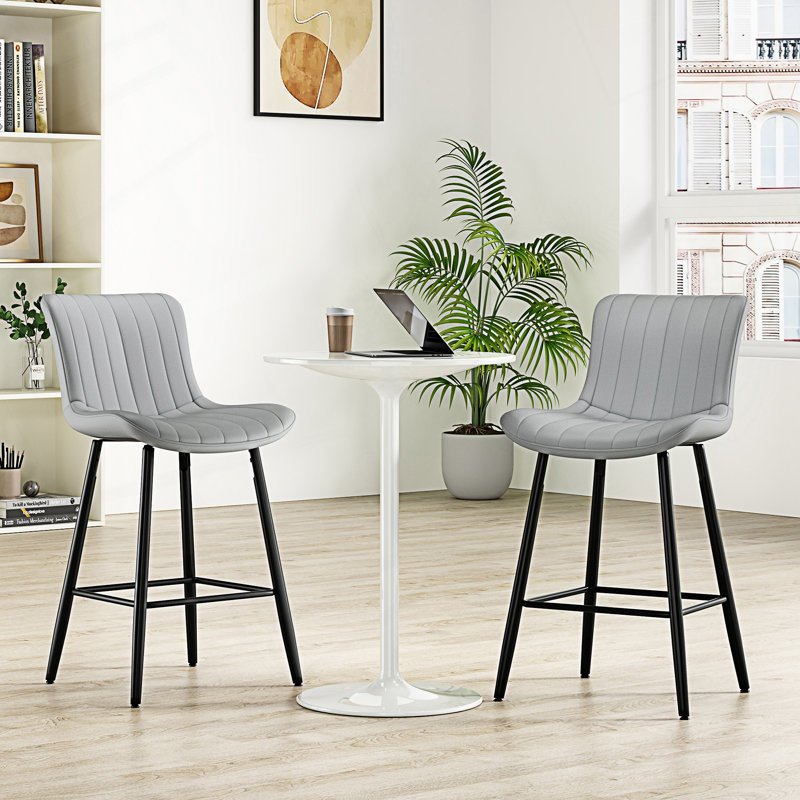 Set Of 2 Counter Stools, Counter Height Bar Stools, Gray