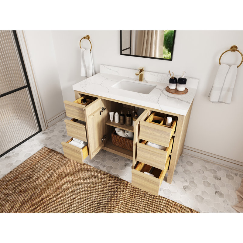 Chêne blanc Elizabeth X P 22 po Meuble-lavabo simple en D
