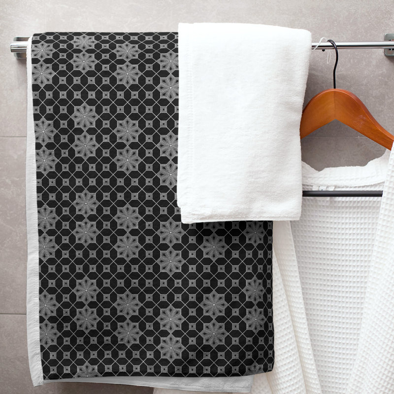 Serviette de bain classique en treillis, Noir