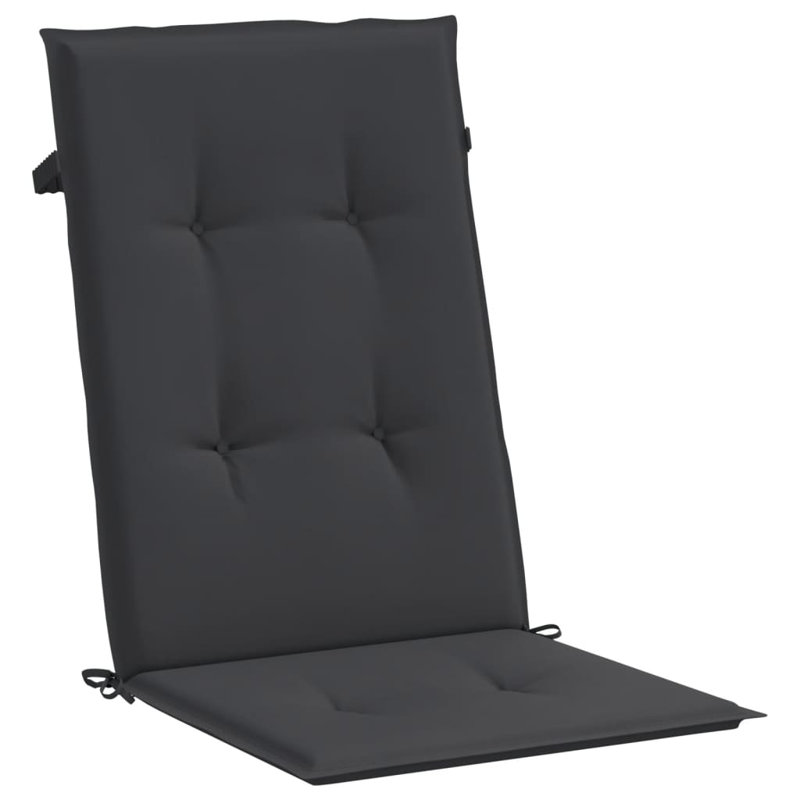 Highback Chair Cushion Set of 6 Black 100 Percent Polyester Patio Chair Cushions, Black