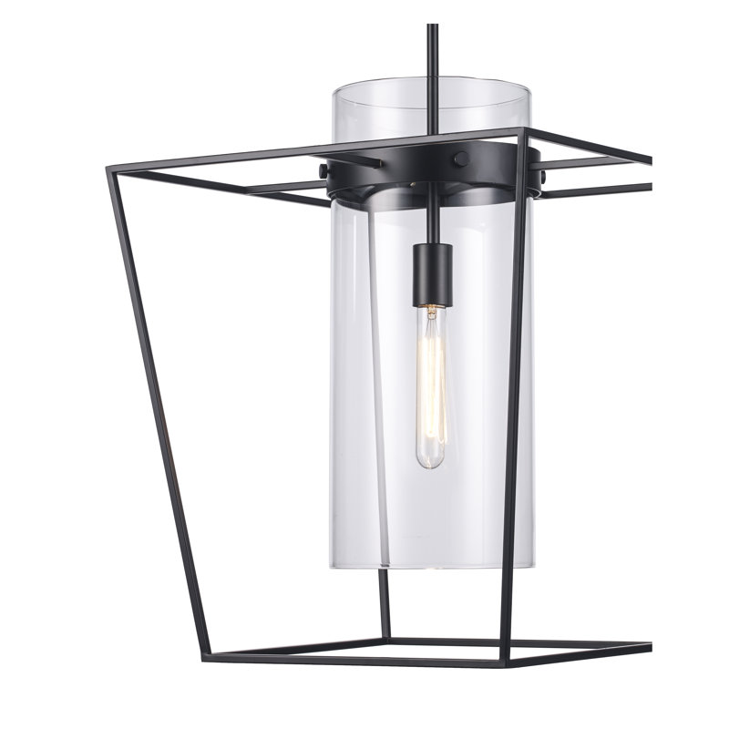 1 - Light Lantern Pendant, Black, 56.9" H x 18" W x 18" D