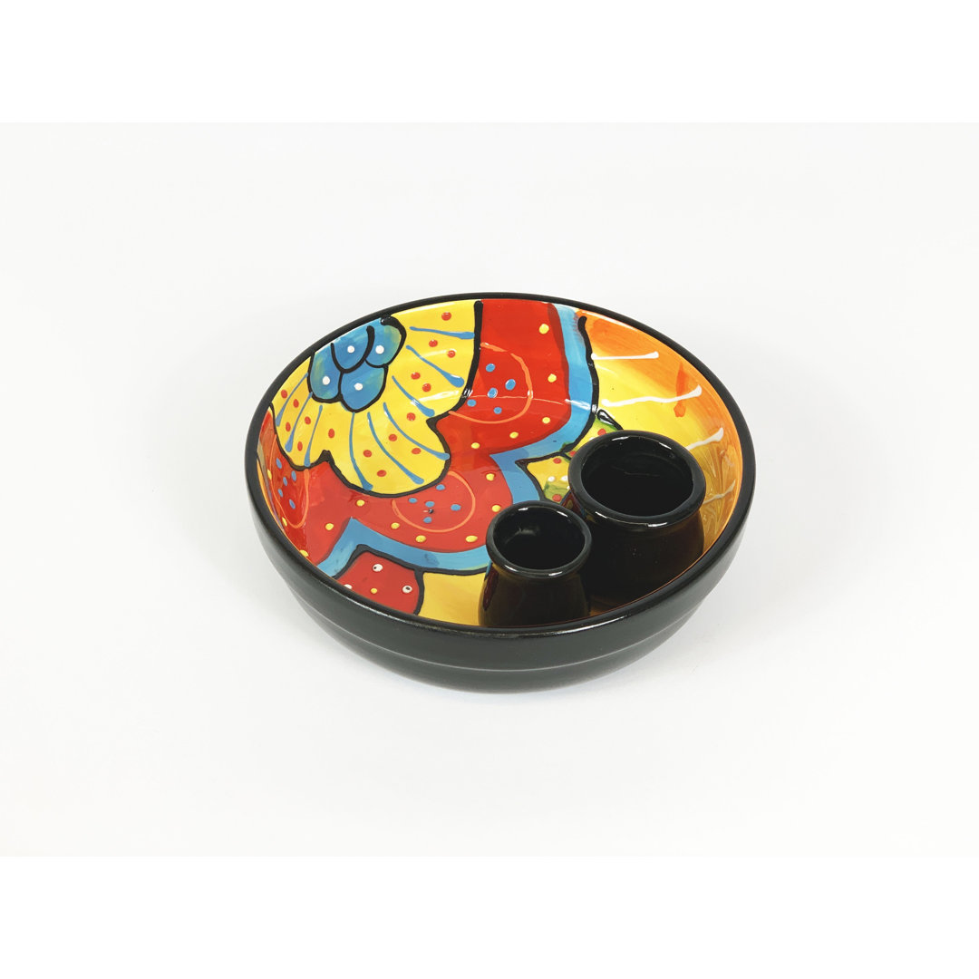 Olive Dish - Red Yellow Flower