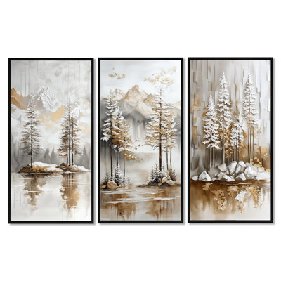 Glacier Reflection Pines - White Lake, reproduction d'art sur toile encadrée 3 pièces