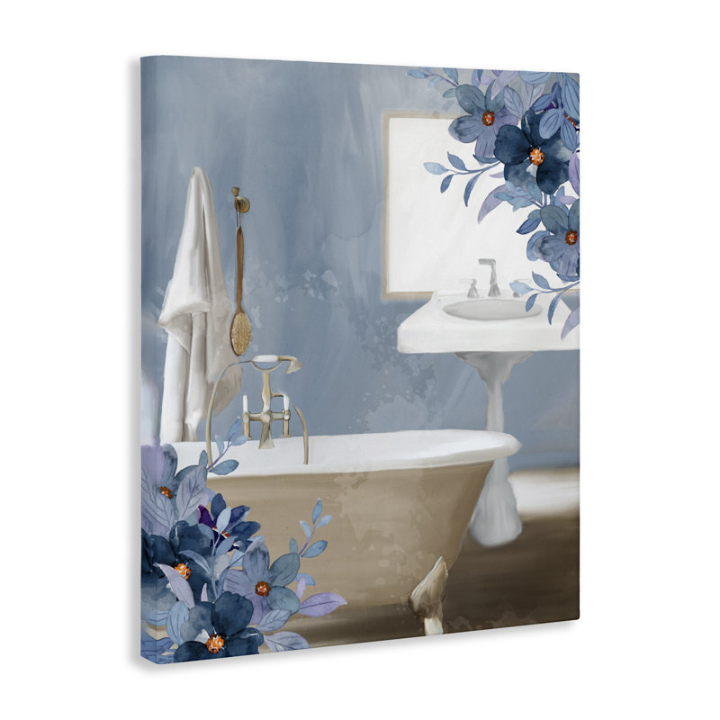 Toile pour salle de bain à motif floral de salle de bain, design par Kim Allen, H 20 po x l 16 po