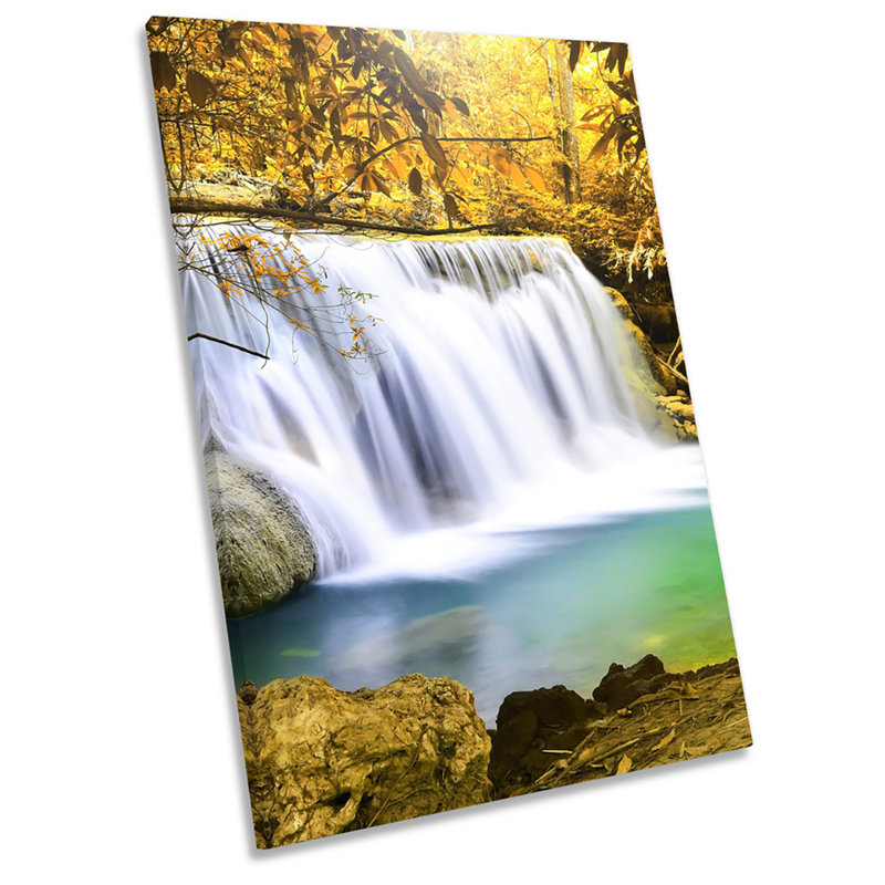 X0561 Forest Waterfall Sunset Landscape - Wrapped Canvas Print, 30cm H x 20cm W x 2cm D