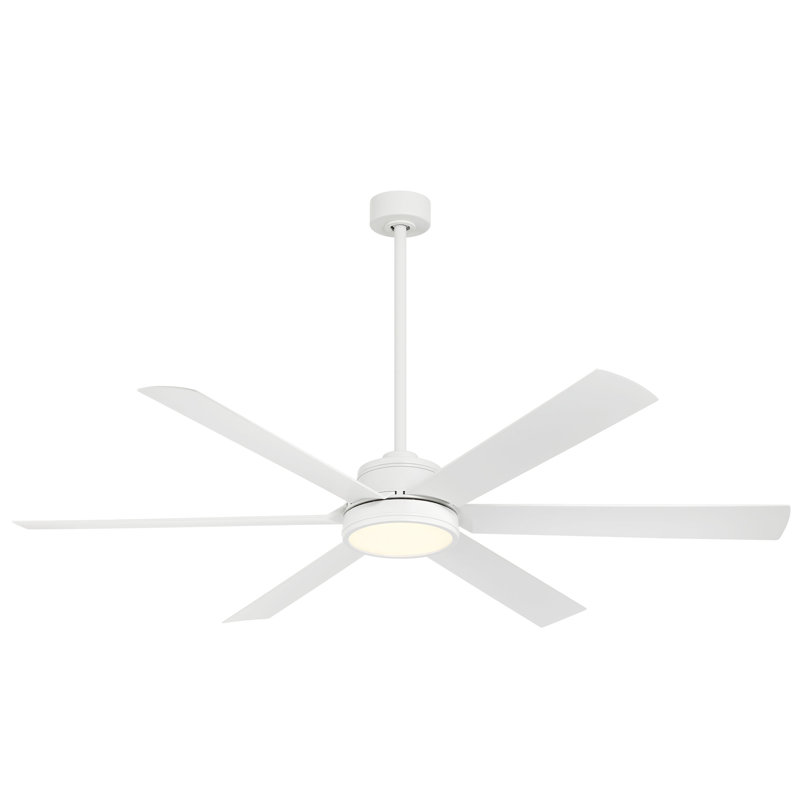 Cairo 65" Led Smart Indoor/outdoor Ceiling Fan, White, White
