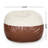 Maxi 5 Foot Two color Fabric and Faux Leather Rounded Bean Bag, Beige and Coffee Brown