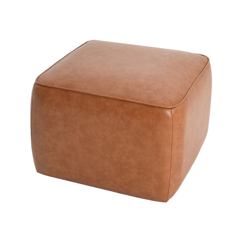 Upholstered Square PU Leather Ottoman