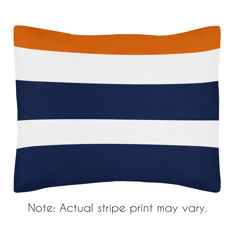 Navy and Orange Striped Full Microfiber Comforter Set