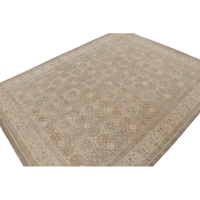 Hand Knotted Silk Area Rug in Brown