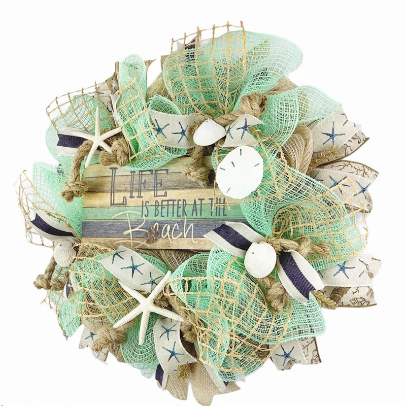 Couronne en maille 18 po Life Is Better at the Beach