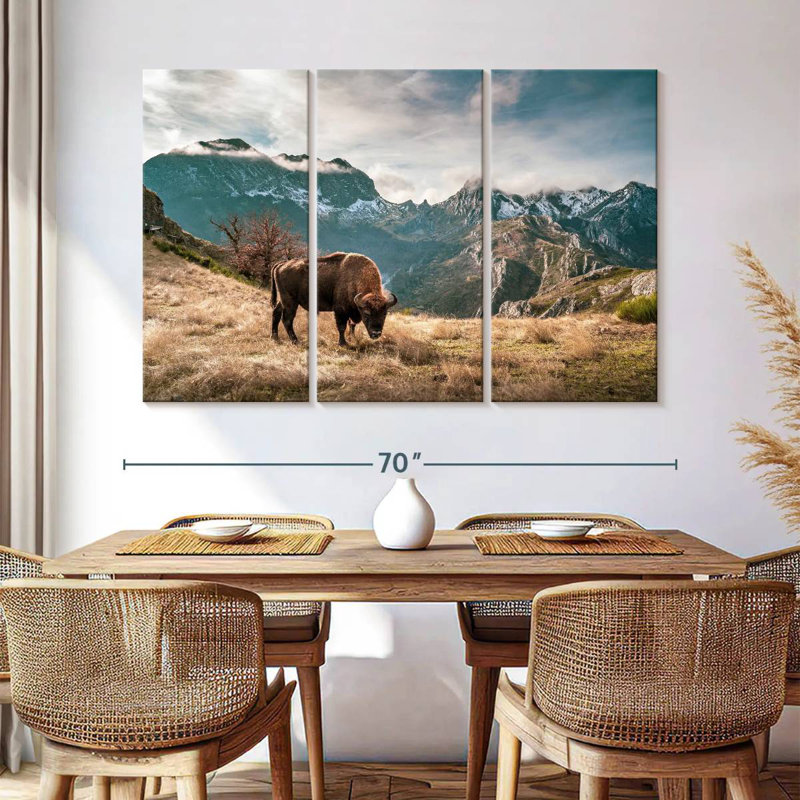 Brampt Bison Mountain Landscape, 42" H x 65" W