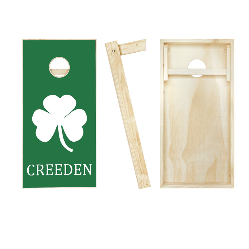 2' x 4' Shamrock Solid Wood Cornhole Set with Bags, Red/Navy