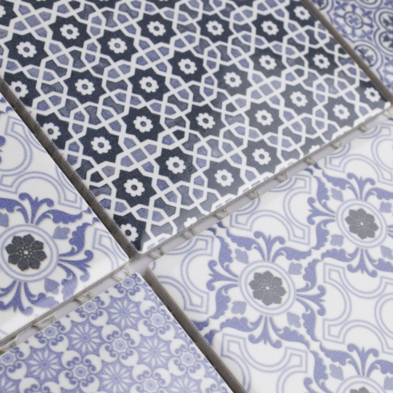 Classico 4" Square 11-5/8 " x 11-5/8 " Porcelain Mosaic Floor & Wall Tile, Blue
