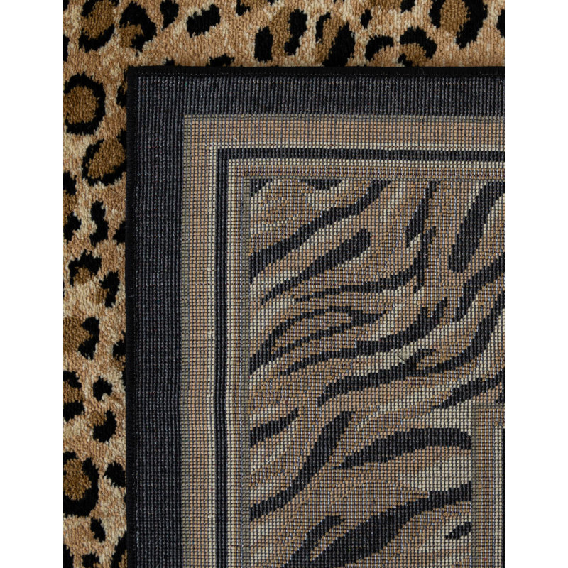 Testerman Animal Print Brown Area Rug, Runner 2'7" x 12'