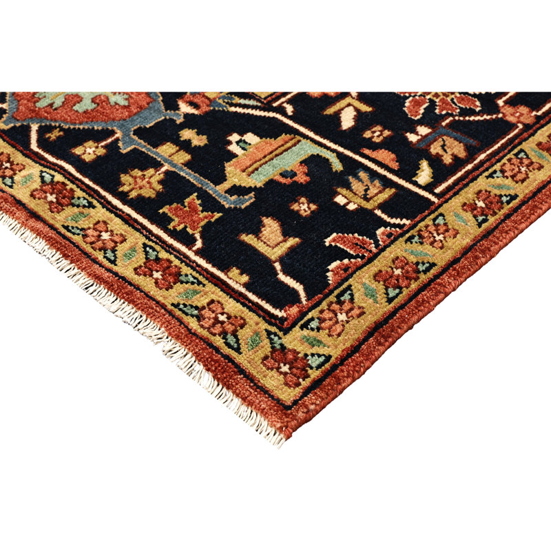 High-Quality Hand-Knotted Red And Blue Area Rug, Rectangle 8' x 10'