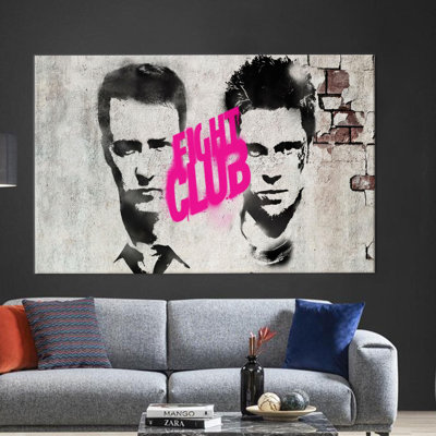 Large Graffiti Wall Art Featuring Fight Club for a Unique Aesthetic in Your Living Room Cave or Home With Striking Canvas Material