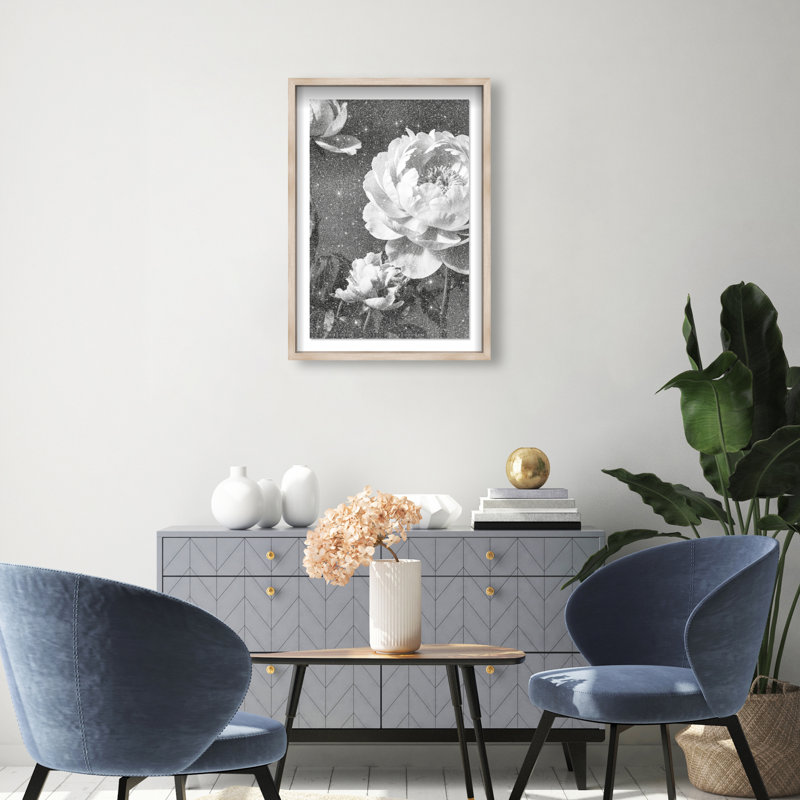 Still Peony Print by Oliver Gal, 31.5" H x 21.5" W, Natural Oak Shadowbox