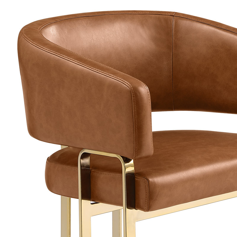 Ensemble de salle à manger en marbre blanc Grand avec chaises d'appoint Leathaire, Caramel, L 72 po x l 40 po