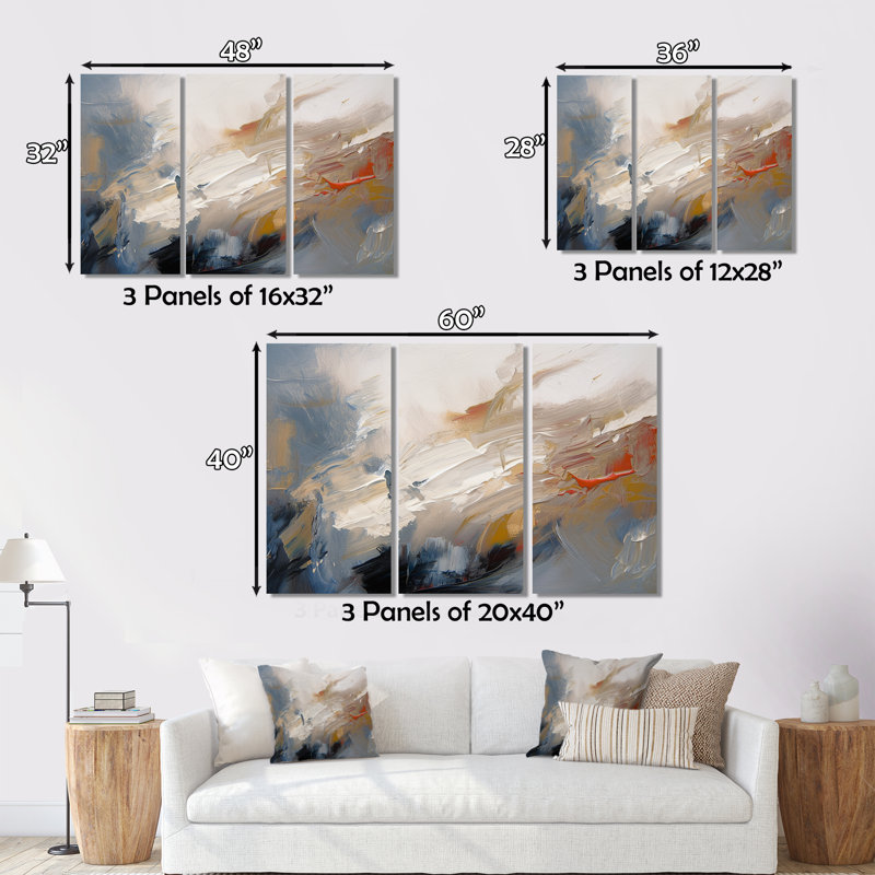 «Comforting Blue Nova Awesome Abstract», 3 pièces, H 28 po x l 36 po x P 1 po