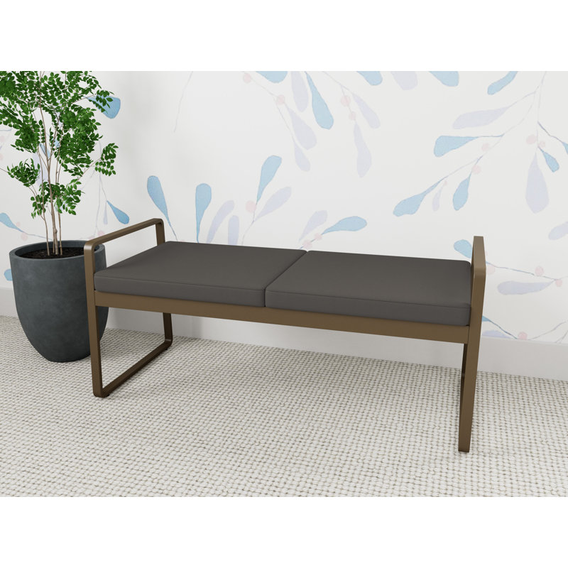 Gansett Waiting Reception 2 Seat Bench Metal Frame, Patriot Plus Charcoal, Bronze