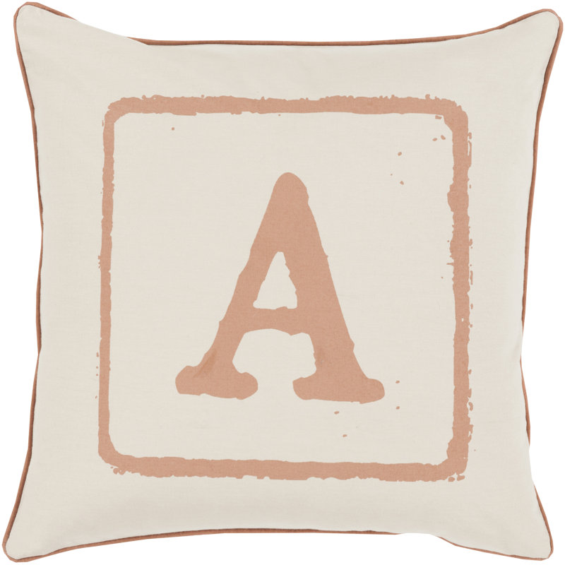 Coussin décoratif en coton, A, 20 po x 20 po, Kaki / chameau