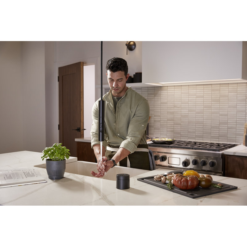 Purist Suspend Ceiling-Mount Kitchen Faucet Kit, Vibrant Brushed Moderne Brass